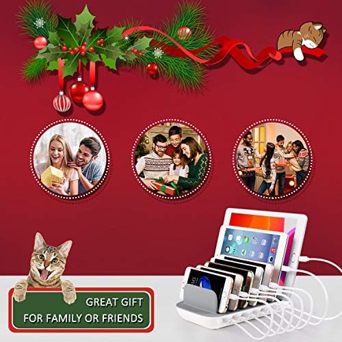 Ultimate 7-Port USB Charging Hub with Integrated Short Cables – High-Speed Power Station for Seamless Charging of Phones, Tablets, and Smartwatches – Streamlined Desktop Organizer for Enhanced Efficiency and Space-Saving Solutions