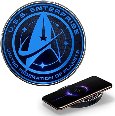 Star Trek Illuminating Wireless Charger & Backup Battery Pack – Sci-Fi Inspired Portable Phone Charger with Light-Up Transporter Pad Logo for Enhanced Compatibility and Fast Charging – Ultimate Gift for Star Trek Fans and Tech Enthusiasts