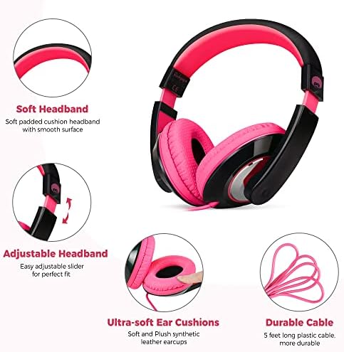 Rockpapa Kids Over-Ear Headphones – Lightweight Wired Audio Gear for School, Travel, and Home – Stylish White and Blue Design for Boys and Girls – Immersive Sound Quality with Adjustable Comfort and Durable Build for Young Audiophiles