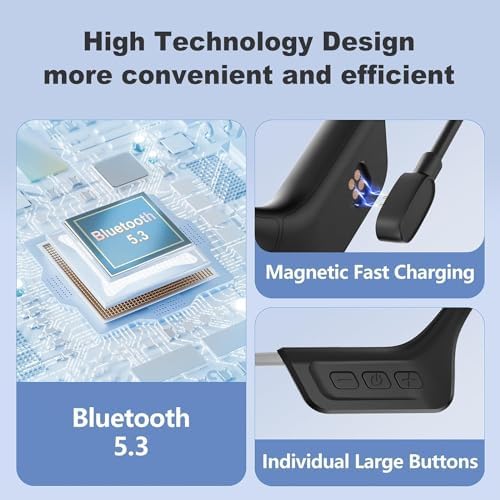 Revolutionize Your Workout with Waterproof Bone Conduction Headphones – Bluetooth 5.3 Open-Ear Sports Earbuds for Active Lifestyles – 10-Hour Battery Life and Built-in Microphone for Seamless Communication – Lightweight Ergonomic Design Perfect for Running, Cycling, and Gym Activities – Stay Alert and Enjoy Premium Sound Quality While Staying Connected