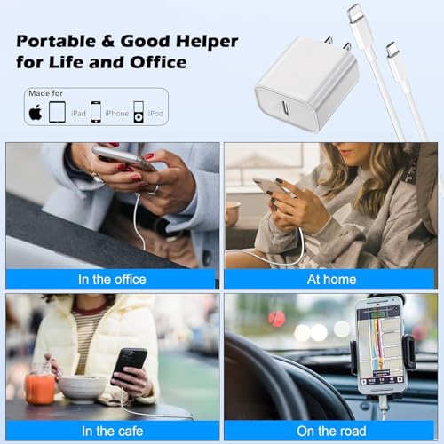 Super Fast i Phone Charger Bundle – 10-Foot MFi Certified USB-C to Lightning Cable with High-Power Charging Block for Instant Compatibility with i Phone 14/14 Pro Max/14 Plus/13/13 Mini/12/11/X/XR/SE & i Pads – Unmatched Speed & Durability for Effortless Charging on the Go