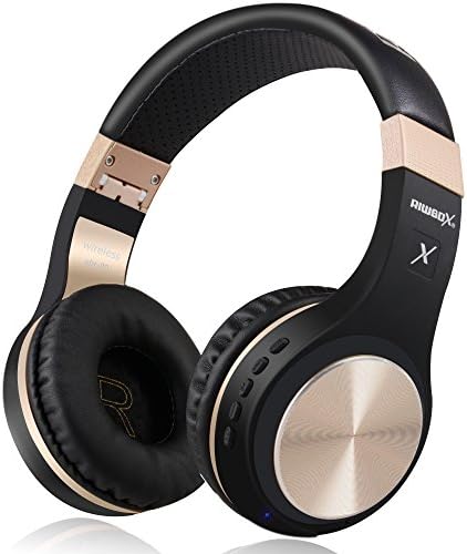 Riwbox XBT-80 Folding Bluetooth Over-Ear Headphones – Premium Wireless Audio with Built-in Microphone and Convenient Volume Control – Travel-Ready Comfort in Stylish Black and Gold for Mobile, PC, and TV Use – Perfect for Music Lovers and Professionals on the Go