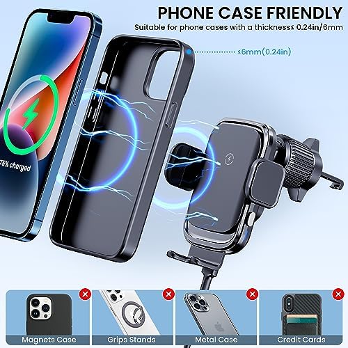Effortless Driving with 15 W Fast Wireless Car Charger Mount – Universal Auto-Clamping Phone Holder for i Phone & Samsung – Dashboard & Air Vent Compatibility for Stress-Free Charging on the Go – Durable and Stylish Design for Modern Vehicles