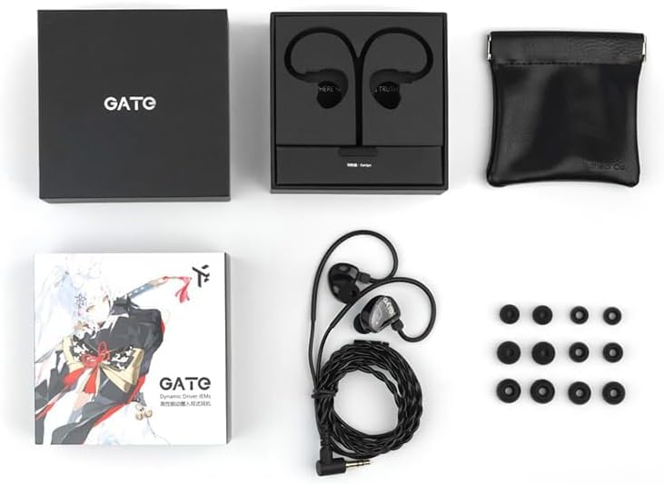 GATE Dynamic Driver In-Ear Headphones: Premium Black Earbuds with Interchangeable 3.5 mm Cable and Built-In Microphone – Unmatched Sound Quality and Comfort for Music, Gaming, and Calls, Ideal for Audiophiles and Everyday Use