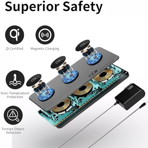 Revolutionary 3-in-1 Magnetic Wireless Charging Pad for i Phone 16/15/14/13/12 Pro/Max/Plus & Air Pods 4/3/2 Pro – Ultra-Fast Mag-Safe Charging Station with Adapter for Seamless Travel & Home Use – Superior Compatibility & Effortless Power Boosts