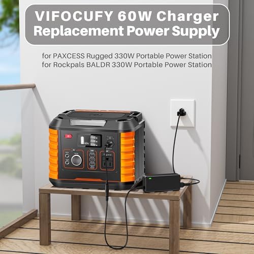 High-Performance 12 V AC Adapter for PAXCESS Rugged330 & Rockpals BALDR330 – Ultimate Durable Power Supply for 330 W Solar Generators, Fast Charging for Outdoor Adventures and Emergency Preparedness