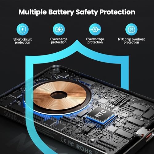Ultra-Slim 5000 m Ah Magnetic Power Bank with Built-In USB-C Cable – 22.5 W Fast Charging Solution for i Phone 16/15/14/13, Samsung Galaxy, and Android Devices – Lightweight Design, Smart Thermal Regulation, and Universal Compatibility for Effortless On-the-Go Charging