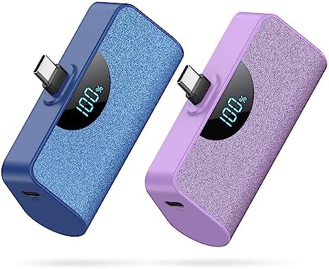 Dual Pack Mini Portable USB-C Power Bank 5200 m Ah – Fast Charging Battery Backup with LCD Display for i Phone 16 Series, Samsung, and Android Devices – Ultimate On-the-Go Power Solution