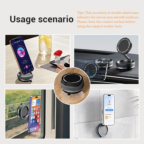 Eastcoo Vacuum Suction Magnetic Phone Holder with 360 Degree Rotation, Handsfree Magnetic Phone Holder Mount for Car/Smooth Surface,Foldable and Retractable Phone Holder for All Phones,White – Enhanced Compatibility and Speed