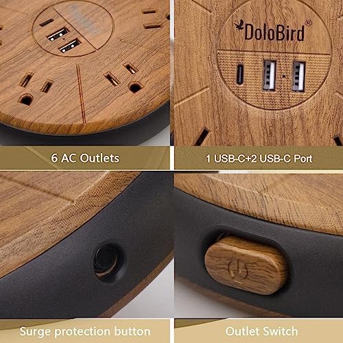 High-Power Surge Protector Power Strip with 6 AC Outlets and 20 W USB-C Fast Charging – Ideal for Home, Office, and Dorm Room Use with Circuit Breaker Safety Feature and Wide Outlet Spacing for Optimal Device Compatibility