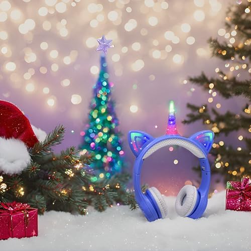 Enchanting Unicorn Wireless Headphones for Kids – Stylish Pink Foldable Design with Light-Up Features, Perfect for Tablets and Toddlers – Superior Sound Quality and Comfort for Magical Listening Adventures – Durable, Adjustable, Tangle-Free Fun for Every Little Girl