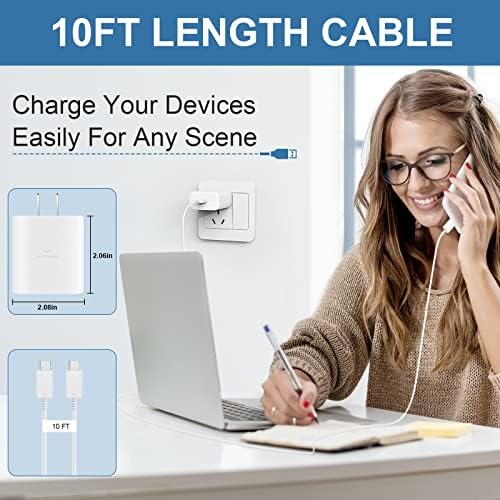 45 W Super Fast USB-C Charger with 6.6 ft Cable – Ultra-Fast Charging Adapter for Samsung Galaxy S24/S23/S22/S21/Note 20 – Stylish Deep Purple & Blue Design for Enhanced Device Performance and Safety