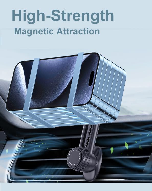 VOLPORT Magnetic Car Vent Phone Holder – Non-Blocking, Strong Grip Mount for i Phone 15/14/13 Pro Max/Mini/Plus with P-Socket Cases – Effortless Installation & Stylish Design for Hands-Free Navigation