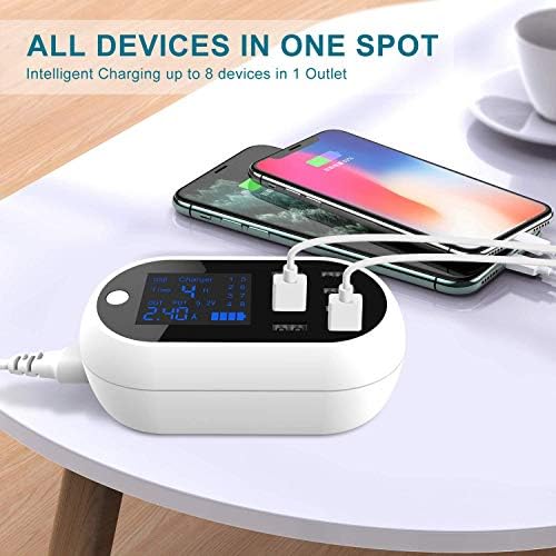 Revolutionary 8-Port USB Charging Hub with Intelligent LCD Display – 60 W/12 A Fast Multi-Device Power Station for Smartphones, Tablets, and Gadgets – Compact and Travel-Friendly Charging Dock for Enhanced Compatibility and Instant Status Updates