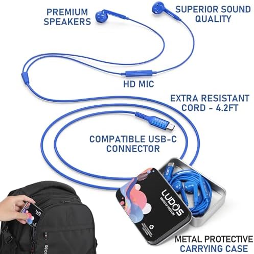 LUDOS FEROX USB-C Earbuds – Premium Wired Headphones for i Phone 16 & Samsung Galaxy Series, Featuring Exceptional Audio Clarity & Deep Bass, Ergonomically Designed for All-Day Comfort, Tangle-Free Cable for Streamlined Use, Supported by an Impressive 5-Year Warranty, Eye-Catching Vibrant Green Finish – Elevate Your Sound Experience for Music Lovers and Gamers Alike