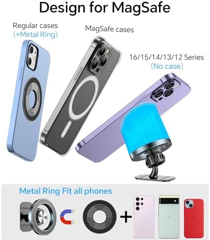 Kaistyle Mag Safe Car Mount: Ultra-Strong 20-Magnet Magnetic Phone Holder with 360° Rotation for i Phone 12-16 Plus | Premium Dashboard Accessory for Safe Navigation | Effortless Installation & Maximum Stability for Modern Drivers