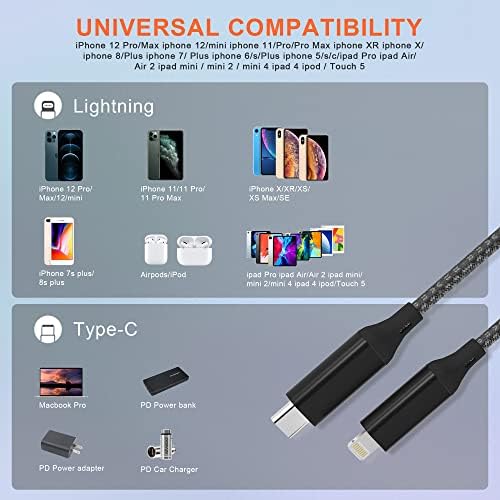 Extra Long 20 Ft USB C to Lightning Charger Cable – MFi Certified Fast Charging Cord for i Phone 13/12/11/XS/X/8 – High-Speed Power Delivery Up to 3 A for Ultimate Convenience and Performance
