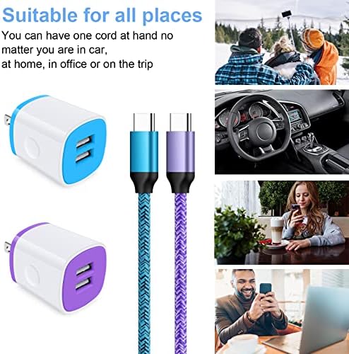 Ultra-Fast Type C Charger with USB Wall Plug – High-Speed Charging Block and Durable Nylon Braided Cable for Google Pixel 8, Samsung Galaxy S23 & More – Compact Design with Enhanced Compatibility for Home, Office, and Travel