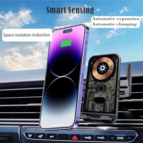 SUONEE Wireless Car Charger Holder – 15 W Fast Charging Auto-Clamping Mount for i Phone and Samsung Galaxy – Ultimate Convenience for Hands-Free Navigation and Secure Charging – Compatible with i Phone 11 to 16 & Samsung S20 to S25 – Stylish Design for Every Vehicle Interior