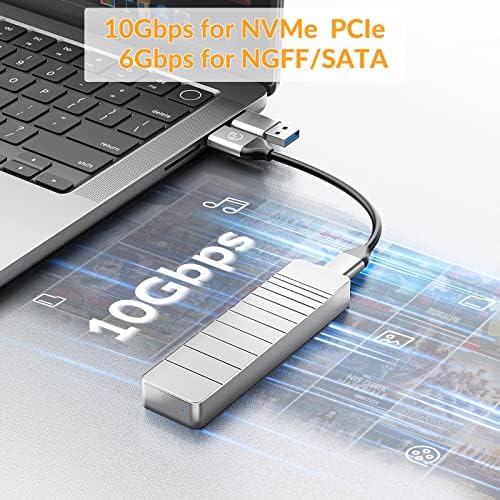 Elevate Your Data Storage with i Dsonix M.2 NVMe SATA SSD Enclosure Adapter – Premium 100% Aluminum Design, USB C&A 3.2 Gen 2 Connectivity for Lightning-Fast 10 Gbps Speeds and 6 Gbps for SATA/NGFF Drives, Compatible with M-Key/B+M Key SSDs (2230/2242/2260/2280), Featuring UASP & TRIM Support for Optimal Performance, Tool-Free Installation for Quick Setup, Compact and Portable for On-the-Go Professionals – Perfect Upgrade for Gamers and Content Creators Seeking Enhanced Efficiency and Reliability in Their Workflows.