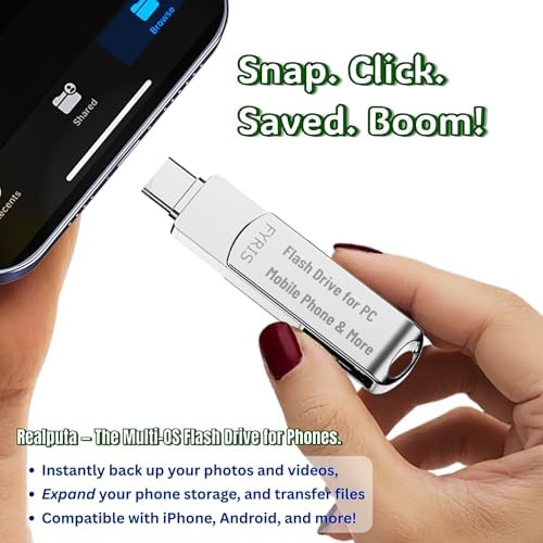 FYRIS 3-in-1 i Phone Flash Drive – 256 GB MFi Certified External Storage for Photos and Videos | USB, Type-C, Lightning Compatibility | Sleek Skull Design for i Pads, Galaxy Phones, Macs, and PCs | High-Speed Data Transfer for Effortless File Management