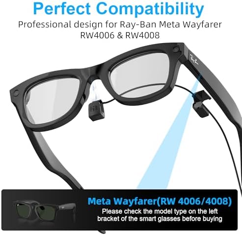 USB-C Charging Cable for Ray-Ban Meta Wayfarer Smart Glasses (RW4006 & RW4008) – 3.9 ft Tangle-Free TPE/TPU Design with Voltage Stabilizer & PTC Protection for Rapid Charging with Power Banks, Laptops, Phones, and Cars – Ultimate Compatibility and Efficiency