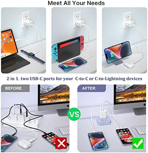 20 W Dual USB-C Fast Charger Block – Compact 2-Port Power Adapter for i Phone 16 Series, i Pad & Samsung Galaxy – Travel-Friendly Wall Charger with Enhanced Safety Features for Rapid Device Charging