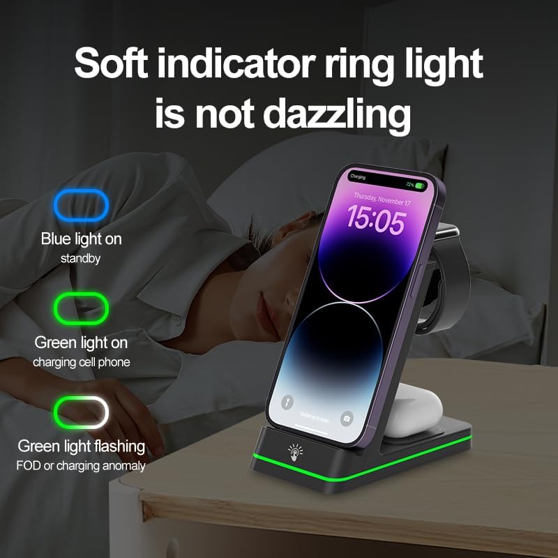 Ultimate 3-in-1 Wireless Charging Station for i Phone 16-11, Apple Watch & Air Pods – High-Speed Charger Dock for Seamless Device Power-Up (White, Enhanced Compatibility)