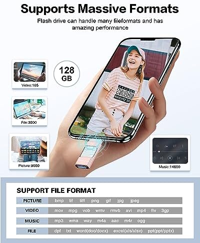 256 GB i Phone Photo Stick – High-Speed USB Flash Drive for Effortless Data Transfer & External Storage for i Phone/i Pad/PC (Sleek Blue Design) – Expand Your Memory with Style and Reliability