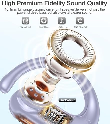 MOZOTER Wireless Sport Earbuds: Stylish Bluetooth Headphones with Enhanced Deep Bass, Secure Earhooks for Active Comfort, and Unmatched 60-Hour Battery Life – Ideal for Fitness, Meetings, and Everyday Use