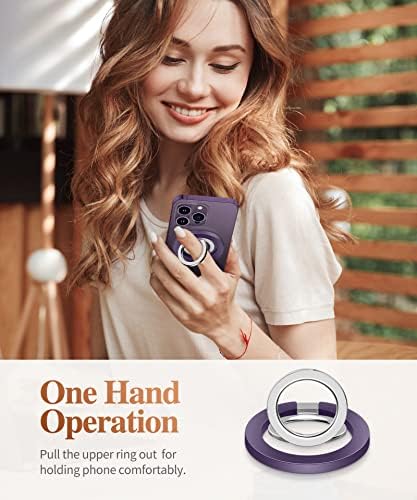 GVIEWIN Magnetic Phone Ring Holder, Compatible with MagSafe Phone Grip with Adjustable Stand, Magnet Phone Ring Kickstand for iPhone 16 Pro Max/Plus/15/14/13/12 Series/Other Phones (Purple) – Enhanced Compatibility and Speed