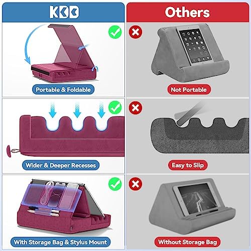 Revolutionize Your Tablet Experience with the KDD Foldable Pillow Holder – Ergonomic Lap & Bed Stand for i Pad Pro, Galaxy Tab, and E-Readers – Ultimate Comfort with Built-In Accessory Pocket & Stylus Mount – Lightweight, Durable Design for Effortless Portability and Posture Improvement