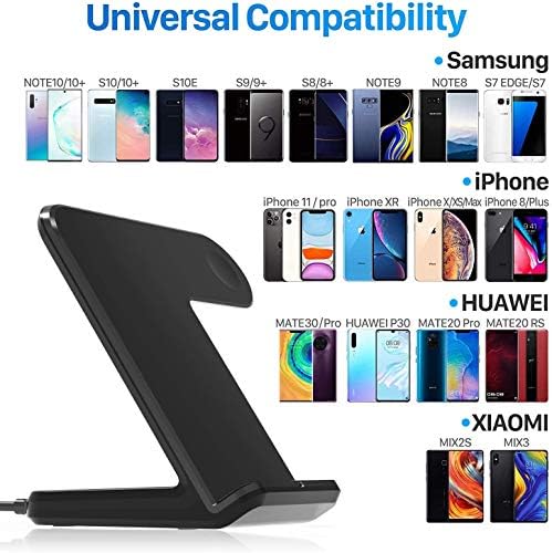 Revolutionize Your Charging Routine with the 2-in-1 Wireless Charging Dock for i Phone and Apple Watch – Fast Qi Charger Offering 7.5 W Power for i Phone 11/11 Pro Max/XR/XS/8 & Galaxy Note 10/S10/S9 – Elegant Space-Saving Design Perfect for Home & Office Empowerment