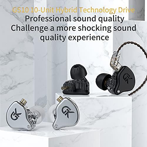 G.K Hybrid Driver Wired Earbuds with Microphone – Premium 7 BA + 1 DD Stereo Sound Isolation Earphones for Musicians, DJs, and Gamers – Noise Cancelling IEM with Detachable 3.5 mm Audio Cable – Sleek Silver Design for Enhanced Compatibility and Durability