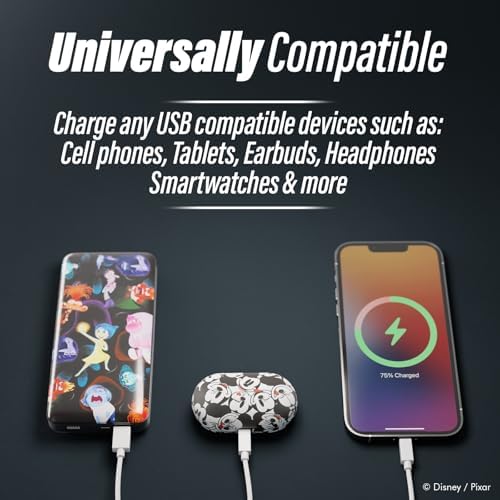 Disney Pixar Inside Out 2 10,000 m Ah Power Bank – Universal Portable Charger for All USB Devices – Quick Charge Battery Pack Gift for Kids, Teens, Men & Women – Fun and Functional Accessory for On-the-Go Power Solutions