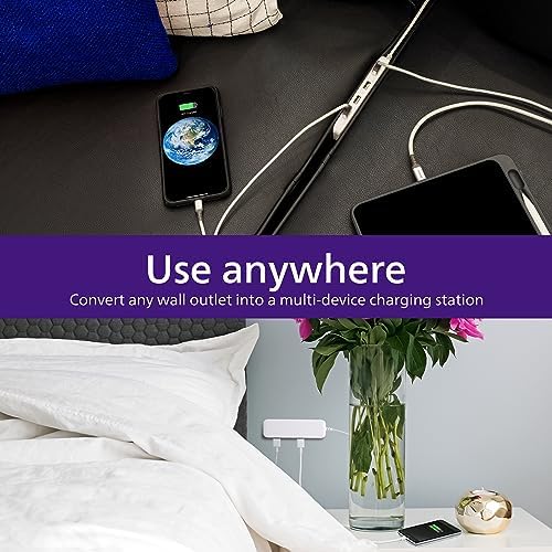 Philips 24 W USB Power Strip with 6 ft Braided Cable – Ultimate Charging Station for i Phone, i Pad, Samsung Galaxy & Google Pixel – 4 Port USB-A Design for Fast & Efficient Device Charging – Sleek & Durable Solution for Home, Office & Travel