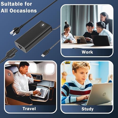 Ultra-Compact 65 W USB-C Laptop Charger for Dell XPS & Latitude Series – Lightweight Power Solution with High-Speed Performance and Broad Compatibility – Ideal Backup Charger for Travel and Home Use