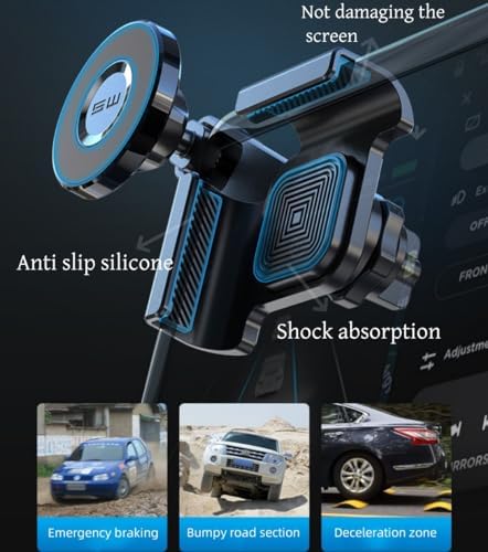 Phone Mount for Tesla Model 3 Accessories,Strongest Magnet Power Magnetic Car Phone Holder Mount for Tesla Model Y Accessories,for All iPhone & Android Phones with Magnetic Ring (Black, M) – Enhanced Compatibility and Speed