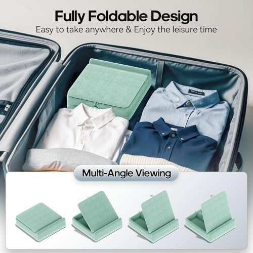 KDD Multifunctional Tablet Pillow Stand – Adjustable Foldable i Pad Holder for Bed, Lap, and Desk with Soft Pad Dock and Stylus Storage – Compatible with i Pad Pro (12.9, 10.5, 11), Air, Mini, Phones, and Books – Ultimate Comfort and Versatility for Hands-Free Use