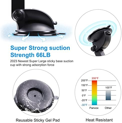 Universal Magnetic Phone Car Mount – Heavy-Duty 3.2″ Suction Cup Holder for Dashboard & Windshield – Ultra-Strong 8 Magnet Grip for i Phone & Samsung Devices – 360-Degree Rotation for Optimal Viewing Angles – Hands-Free Convenience for Navigation & Calls