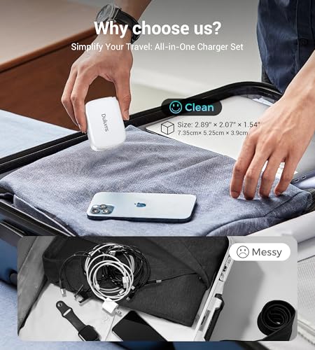 Dulums 40 W Ultra-Fast Retractable Wall Charger – Advanced QC3.0 & Power Delivery Technology with 2.6 FT Lightning Cable – Compact, Portable Power Solution for i Phone 16/15/14/13, Galaxy S24/S23, Pixel Devices – Perfect for On-the-Go Charging in Home, Office, or Travel