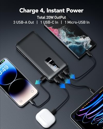 VEEKTOMX Compact 10000 m Ah Mini Power Bank – Ultra-Fast PD 22.5 W USB-C Charger for i Phone, Samsung, Google Pixel – Stylish Purple Travel Essential for On-the-Go Power and Versatile Device Compatibility