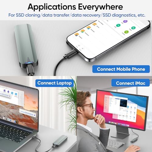 Ultra-Fast NVMe Enclosure for M.2 SSDs – Tool-Free 10 Gbps USB 3.2 Gen2 Adapter with Enhanced Cooling Design, Supports M & M+B Key Sizes 2230/2242/2260/2280, Up to 4 TB Storage – Optimal Performance for Effortless Data Transfers and Backup Solutions