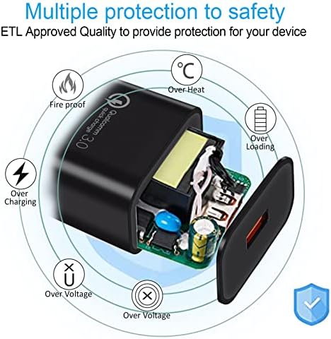 Ultra-Fast 18 W Quick Charge 3.0 Adaptive Wall Charger with 5 ft Type C Cable – Ultimate Power Solution for Samsung Galaxy A Series, S Series & Note Models – Efficient, Lightweight, and Versatile Charging for On-the-Go Connectivity