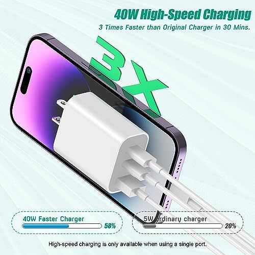 Dual-Port 35 W 3-Port USB C Charger Block for i Phone 16/15 – Fast Charging Power Adapter for Multi-Device Convenience – Compact Multiport Wall Charger for Home, Office & Travel – Essential Accessory for Enhanced Compatibility and Speed