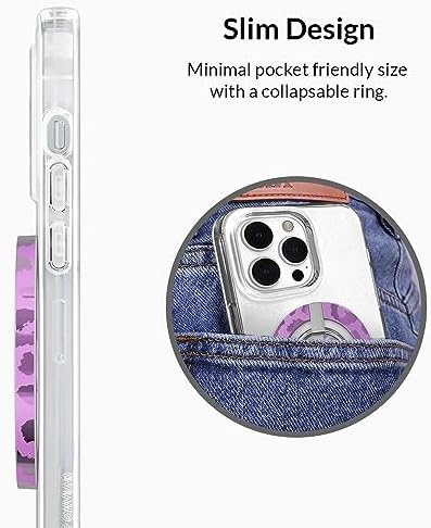 Transform Your i Phone 16, 15, 14, 13, 12 with VELVET CAVIAR’s Amethyst Purple Leopard Mag Safe-Compatible Grip – Stylish Magnetic Ring Holder & Adjustable Stand for Effortless Hands-Free Viewing, Secure Texting, and Enhanced Usability – Elevate Your Mobile Experience with Durable, Lightweight, and Customizable Accessory