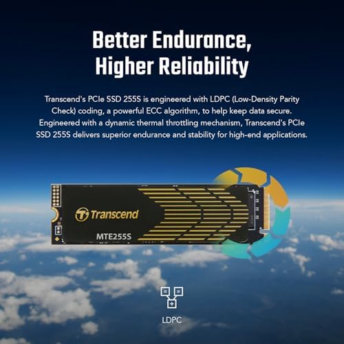 Elevate Your Computing Experience with the Transcend 256 GB M.2 2280 SSD – Achieve Lightning-Fast Speeds of Up to 1,600 MB/s for Seamless Gaming and Multitasking, Featuring PCIe NVMe Gen3 x4 Compatibility, 3 D TLC NAND Technology for Enhanced Durability, and Intelligent LDPC Error Correction for Unmatched Data Integrity. Perfect Upgrade for Ultrabooks, Laptops, and Desktops!