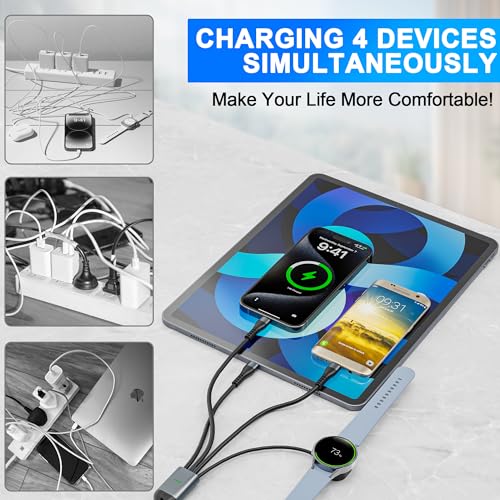 Ultra-Fast 100 W Retractable Charging Cable for Apple & Samsung – Compact USB-C to Lightning Solution for i Phone, i Pad, and Galaxy Watch 6/7 – Durable Travel-Friendly Multi-Device Charger for Tech Enthusiasts