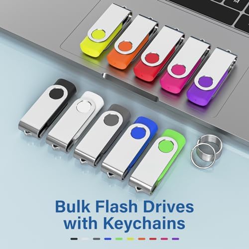 Reliable Wooolken 32 GB USB Flash Drives 10-Pack – Portable Memory Sticks with Keychains for Effortless File Transfers on PC & Laptop – Fast USB 2.0 Storage Solution in Sleek Black Design