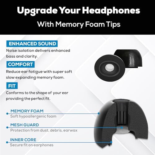 Premium Memory Foam Earbud Tips for Ultimate Noise Isolation – 20 Pack of Comfortable Replacement Foam Tips for In-Ear Headphones (SF3 Small, Black) – Elevate Your Sound Experience with Enhanced Compatibility and Comfort
